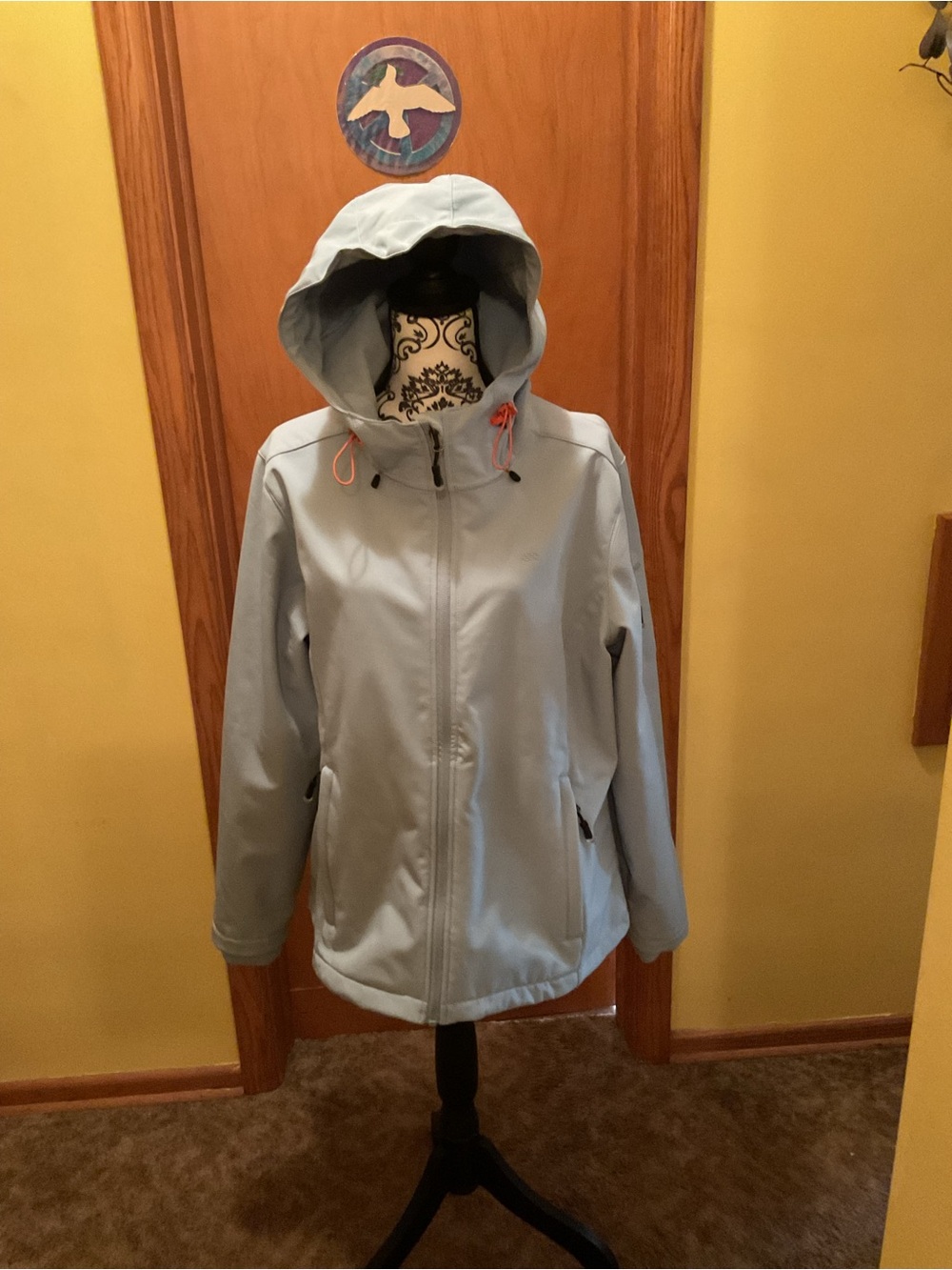Women's Light Blue Hooded Ski Softshell Jacket